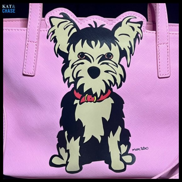 Marc Tetro Yorkie 100% Vegan Handbag Crossbody Small Tote Pink NWOT - Picture 9 of 11
